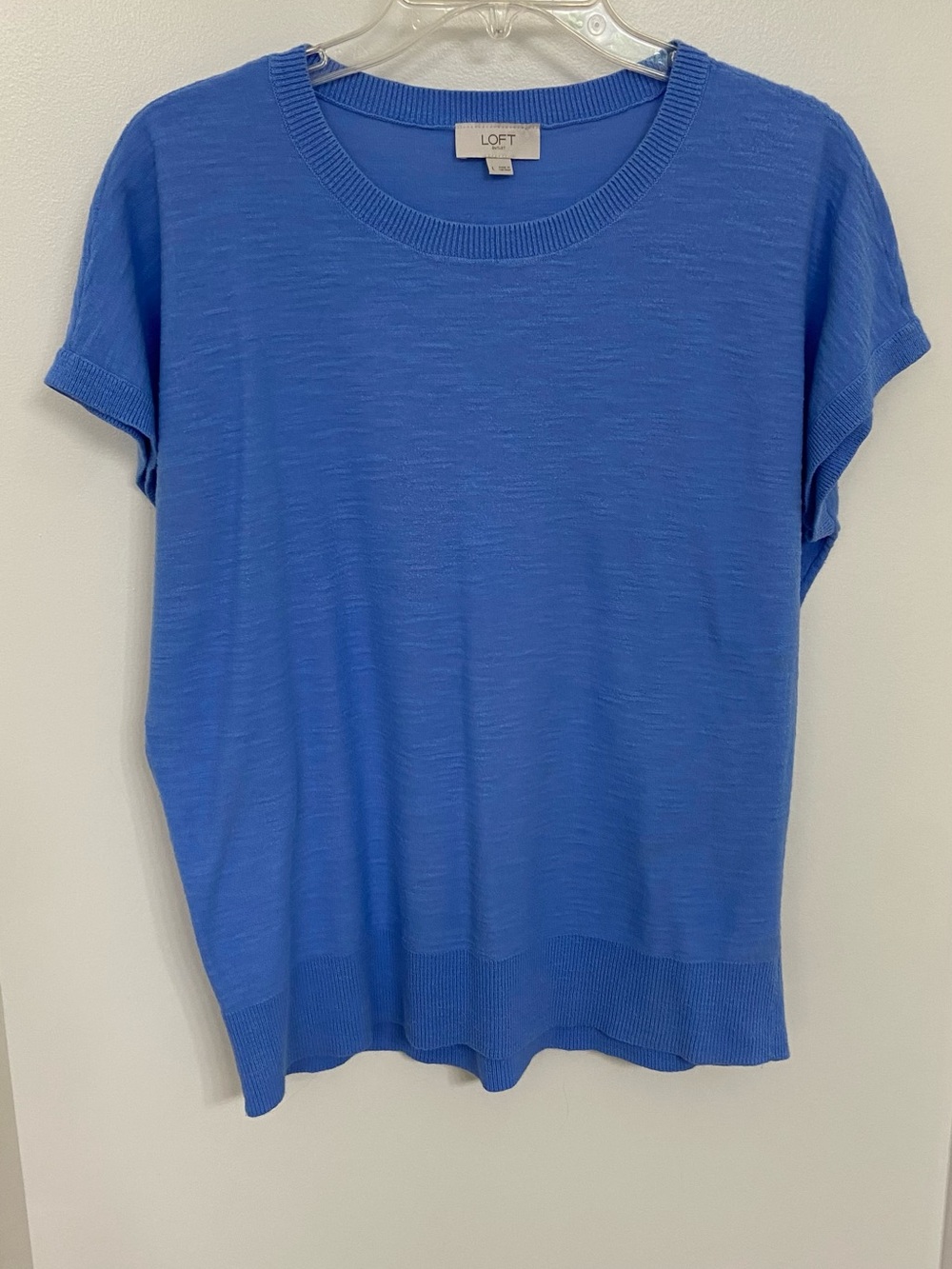 LOFT Outlet Women’s Blue Short Sleeve Cotton Sweater Top Size Large